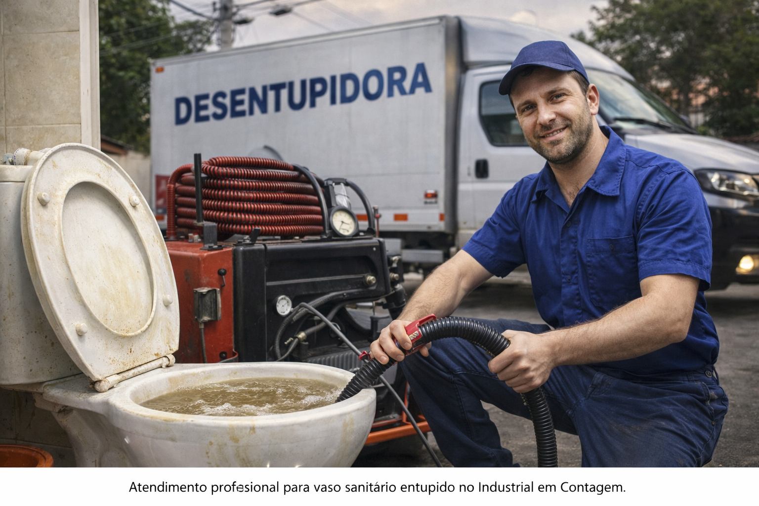 desentupidora realizando desentupimento de vaso sanitário no Industrial em Contagem