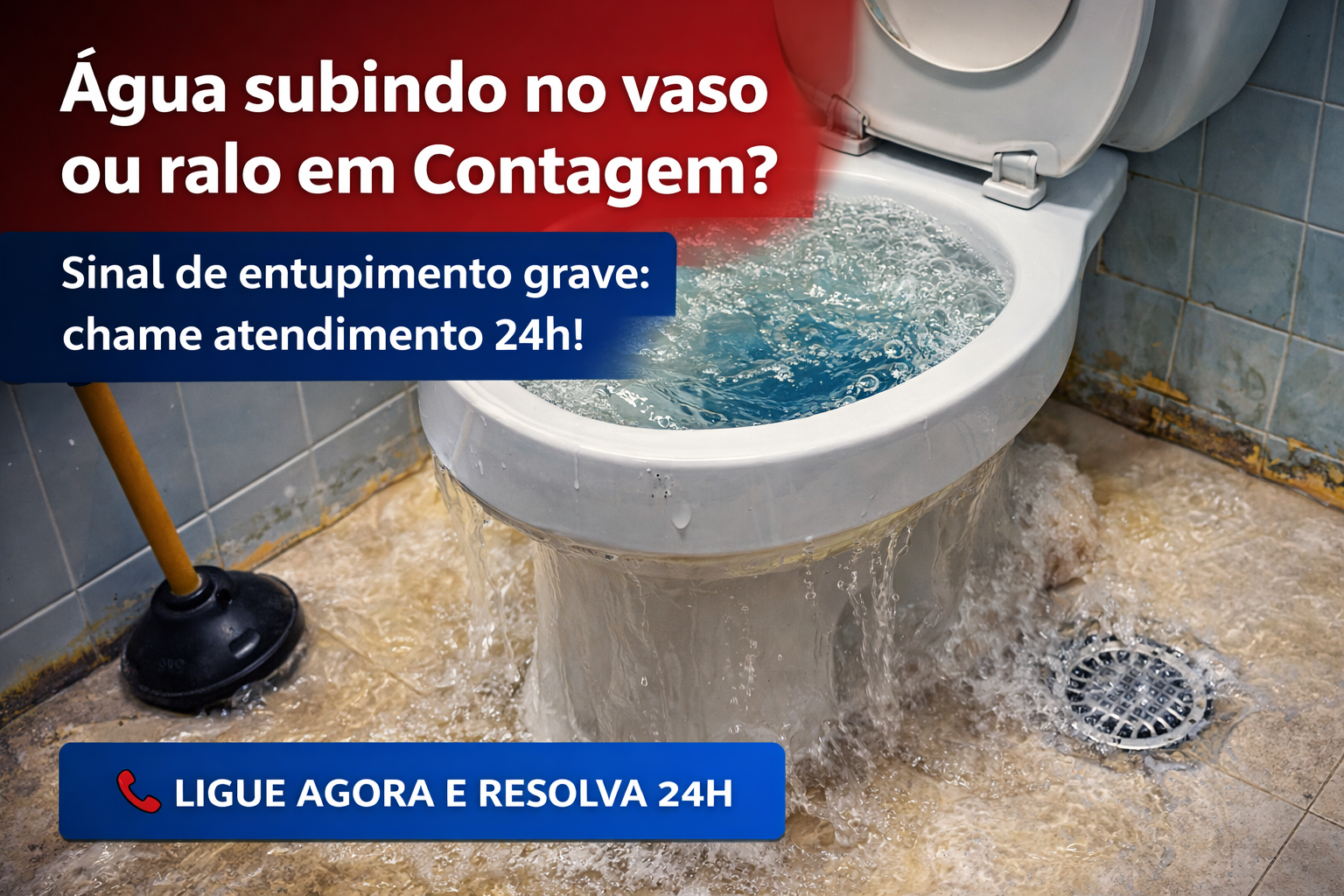 Água subindo no vaso ou ralo em Contagem