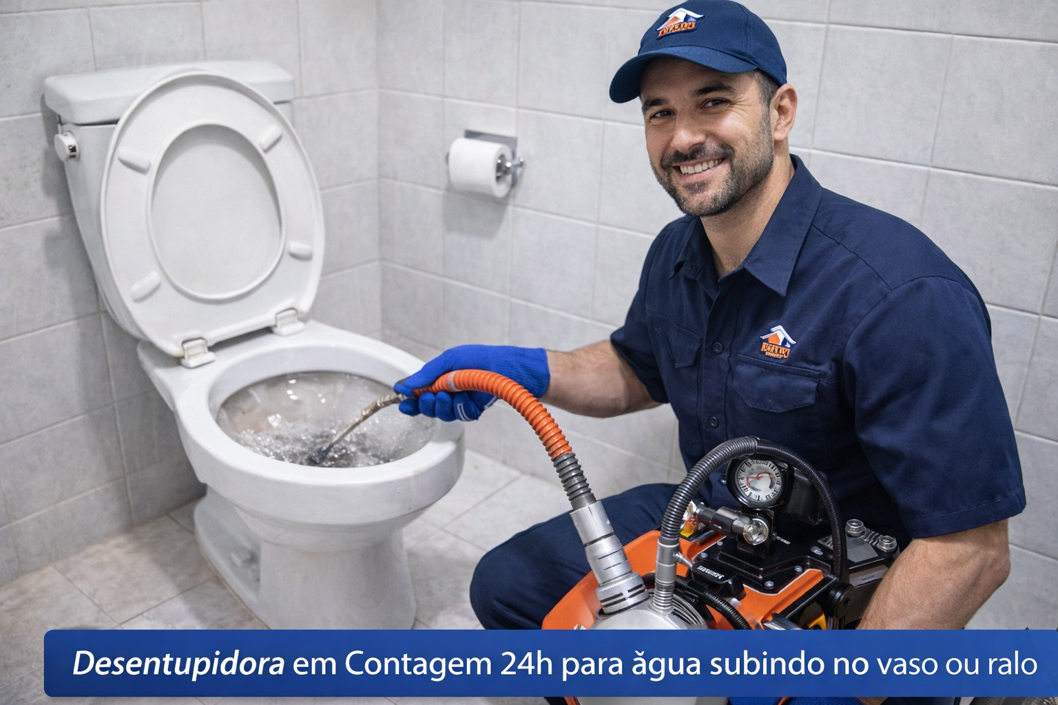 desentupidora em Contagem 24h para água subindo no vaso ou ralo